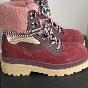 NEW Scotch & Soda Suede & Leather Winter Boots faux fur interior EU 39 US 8.5-9